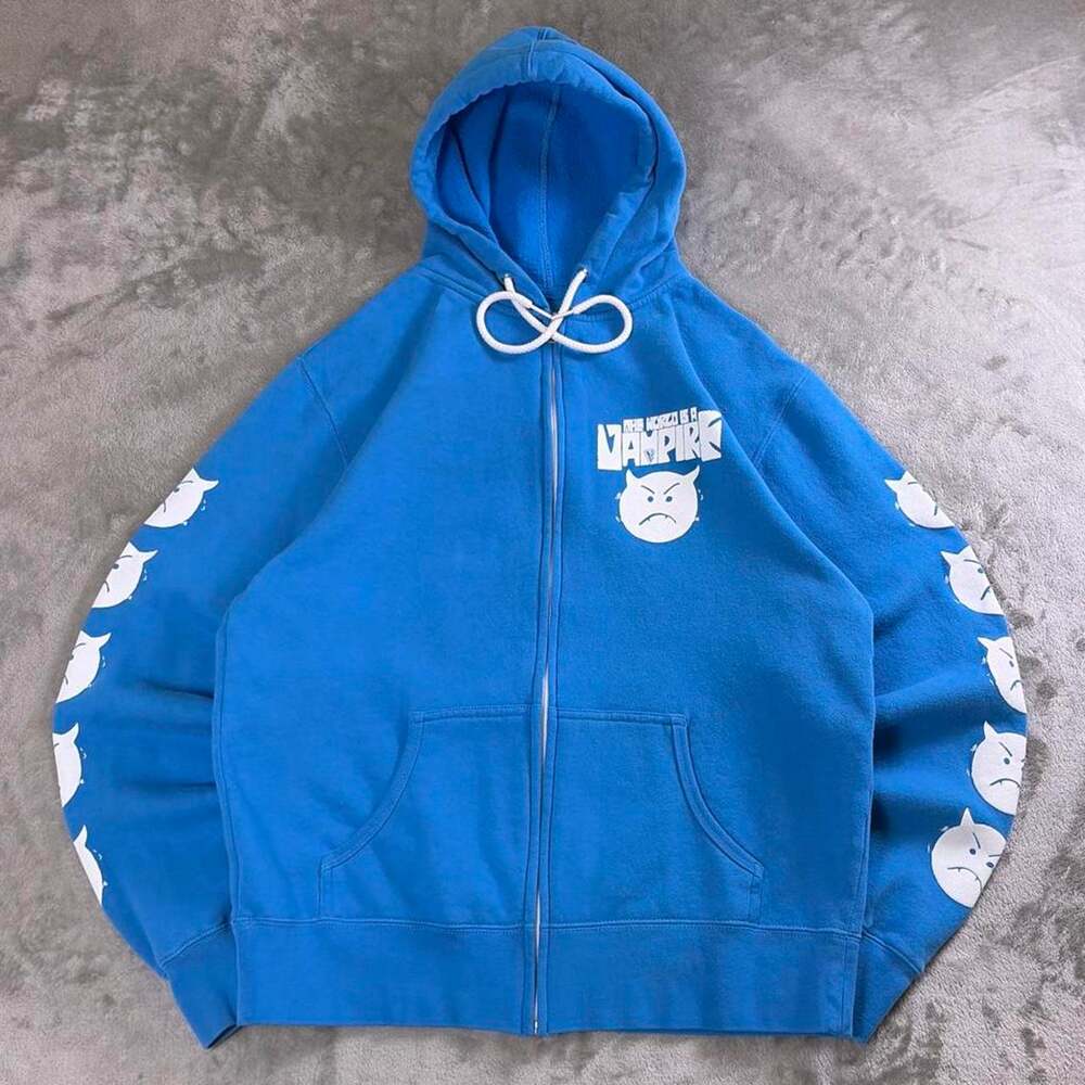 Smashing Pumpkins 2023 World Is A Vampire Tour Hoodie Mens M Blue Zip Up